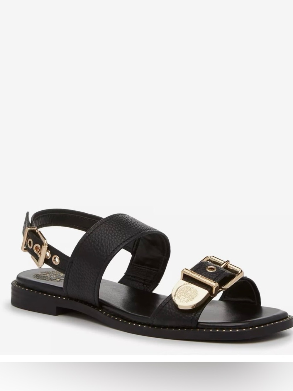 Black Buckle Leather Sandals